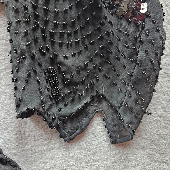 Iris Black Sequin top,  Y2K NY Eve Party Mother of the Bride Black Tie Vintage - Picture 5 of 7